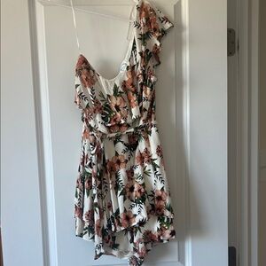 Floral Ruffle One-Shoulder Romper